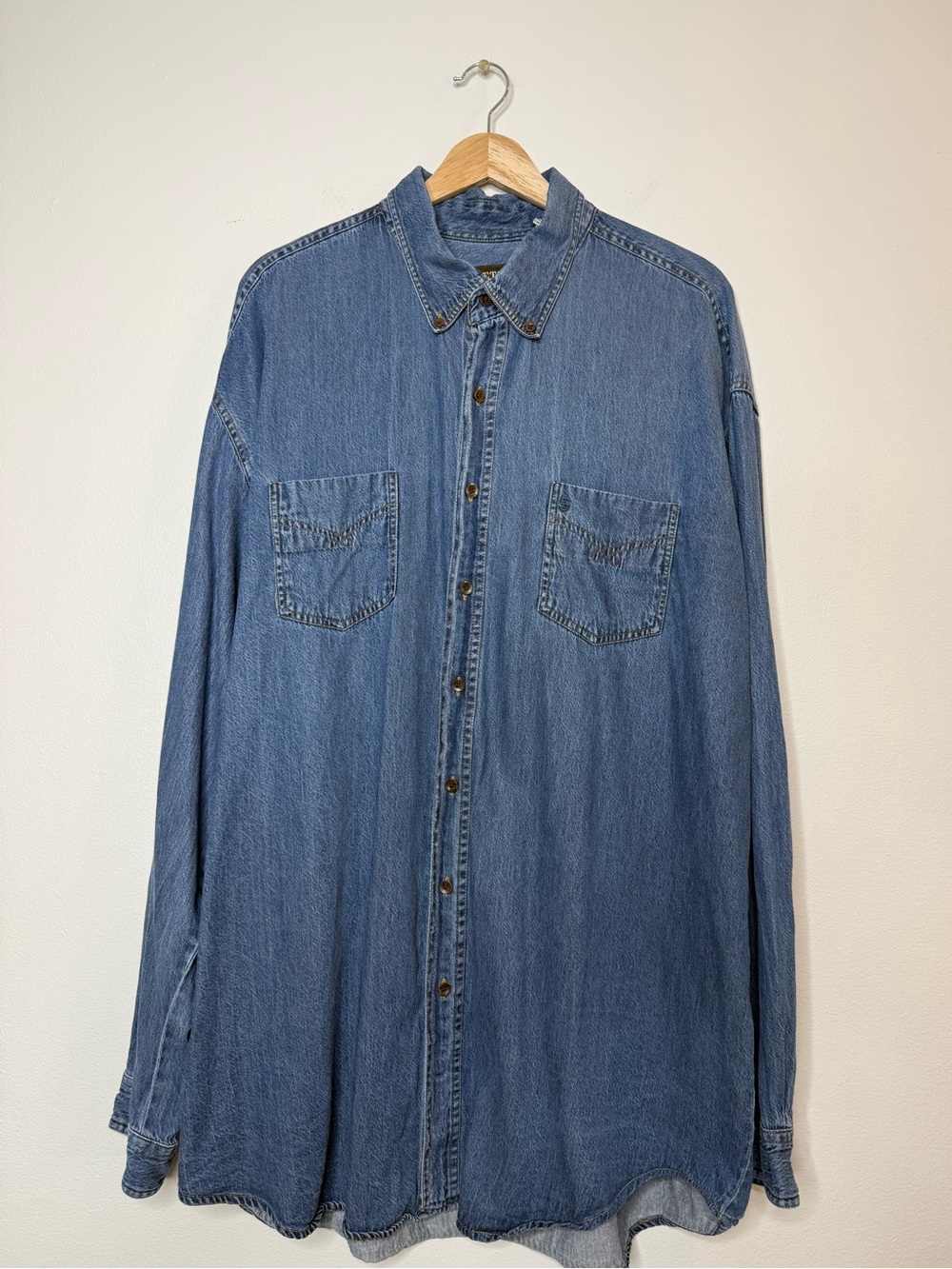Stetson Lyocell Cotton Chambray Denim Button Down size 2X medium wash denim